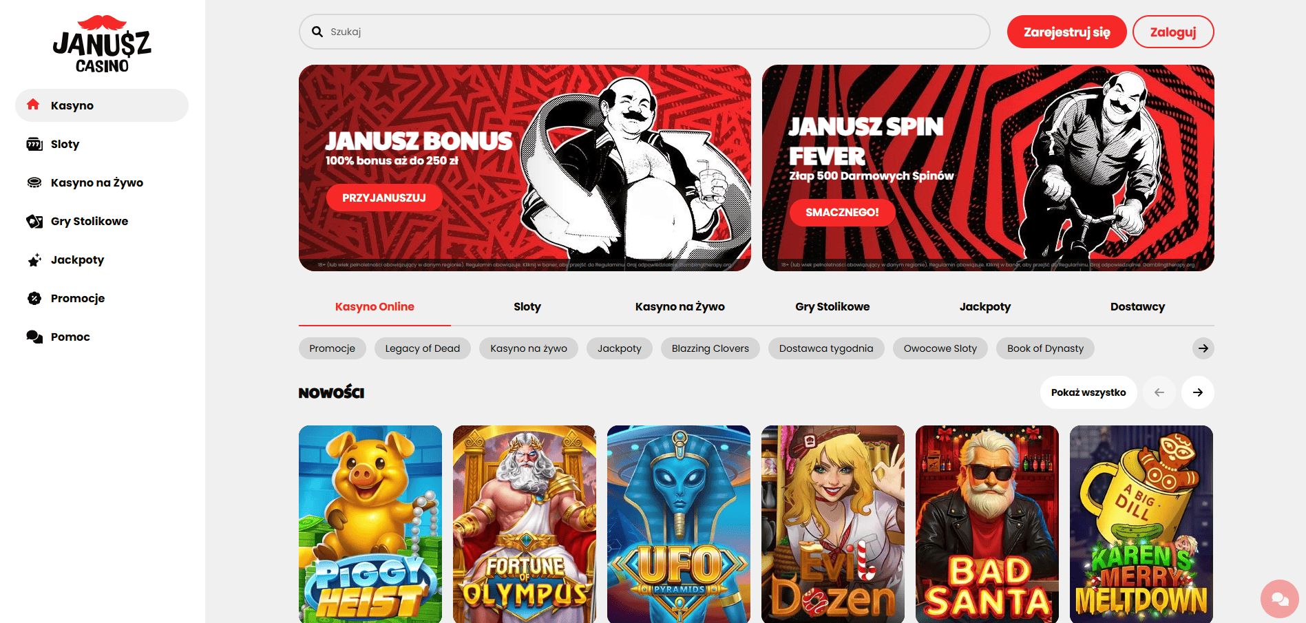 Janusz Casino - główna strona